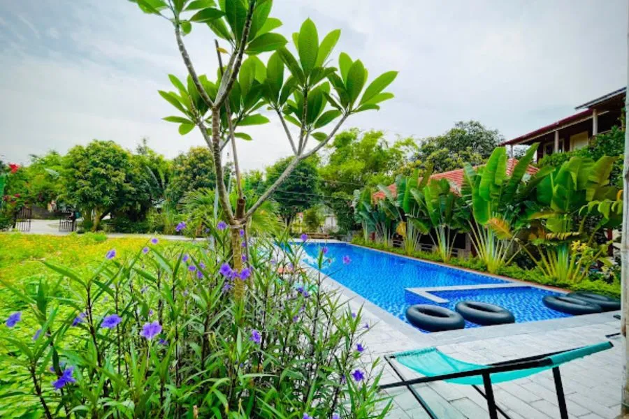 Ninh Binh Mountain Side Homestay Café, cánh cổng đến vườn xanh