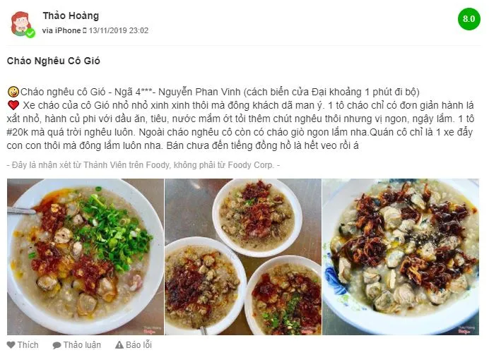 Cháo nghêu cô Gió Hội An – Món ăn vặt xế chiều làm ấm lòng thực khách