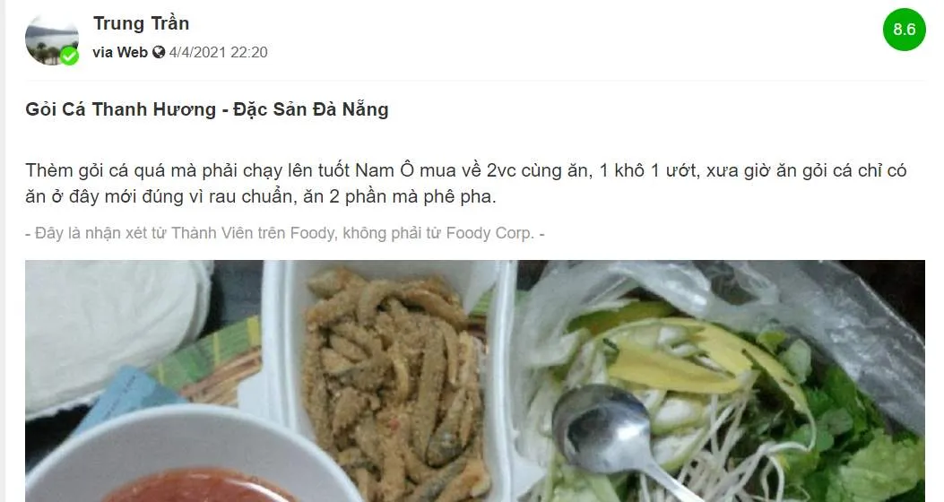 Dân sành ăn không thể không biết gỏi cá Thanh Hương Đà Nẵng