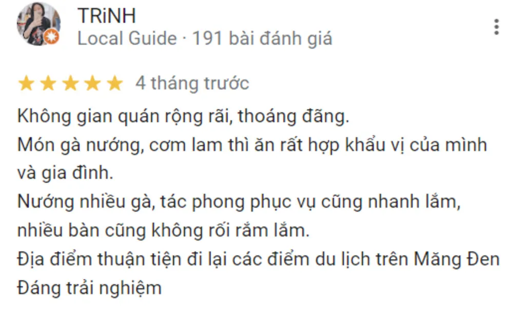 Gà nướng cơm lam Phố Núi, quán ăn Măng đen nổi tiếng