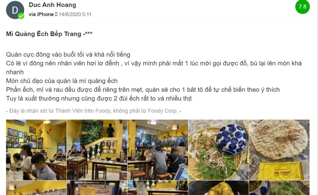 Mì Quảng ếch Bếp Trang – Món ngon ngó cưỡng khi đến Đà Nẵng